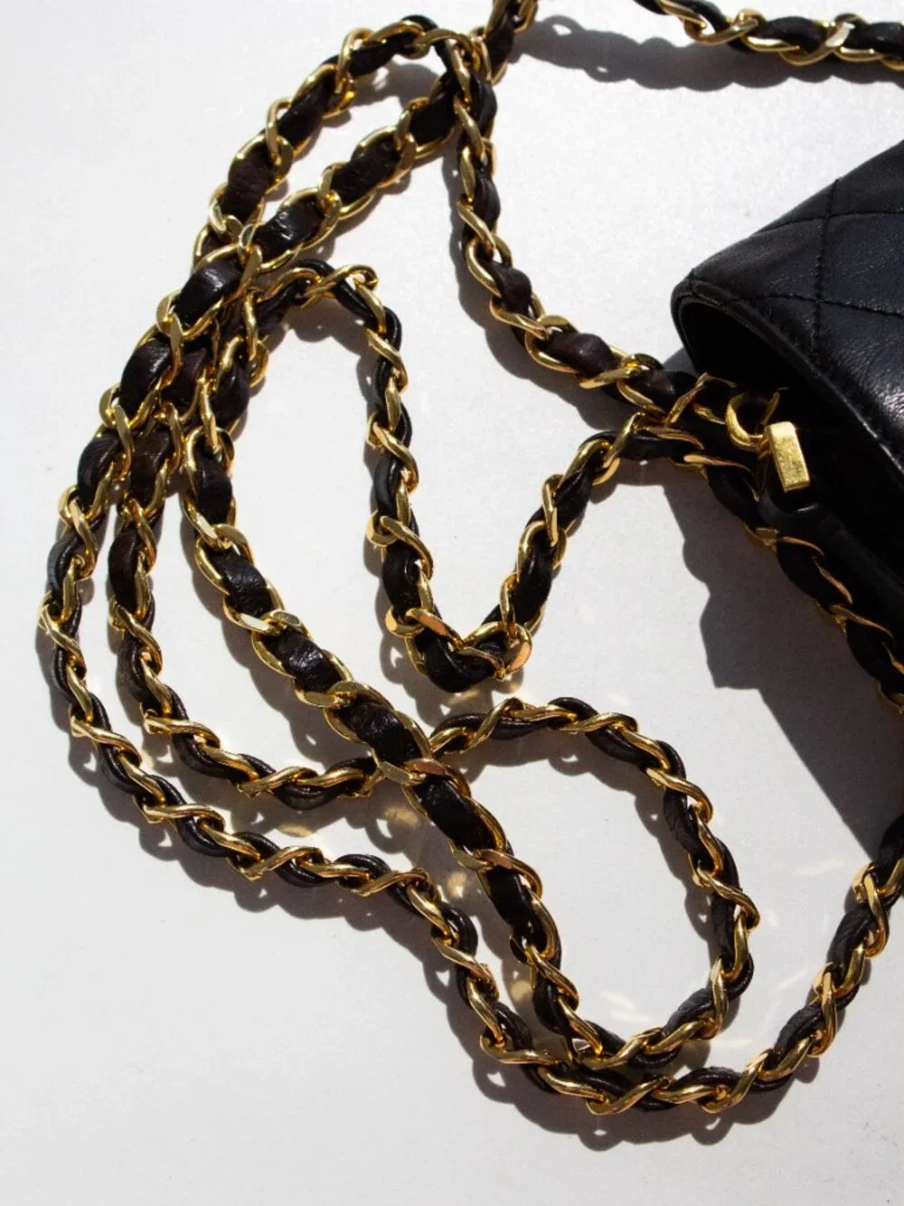 Chanel Vintage 1996 Black Lambskin Leather 24K Gold CC Turnlock 90s Phone Holder